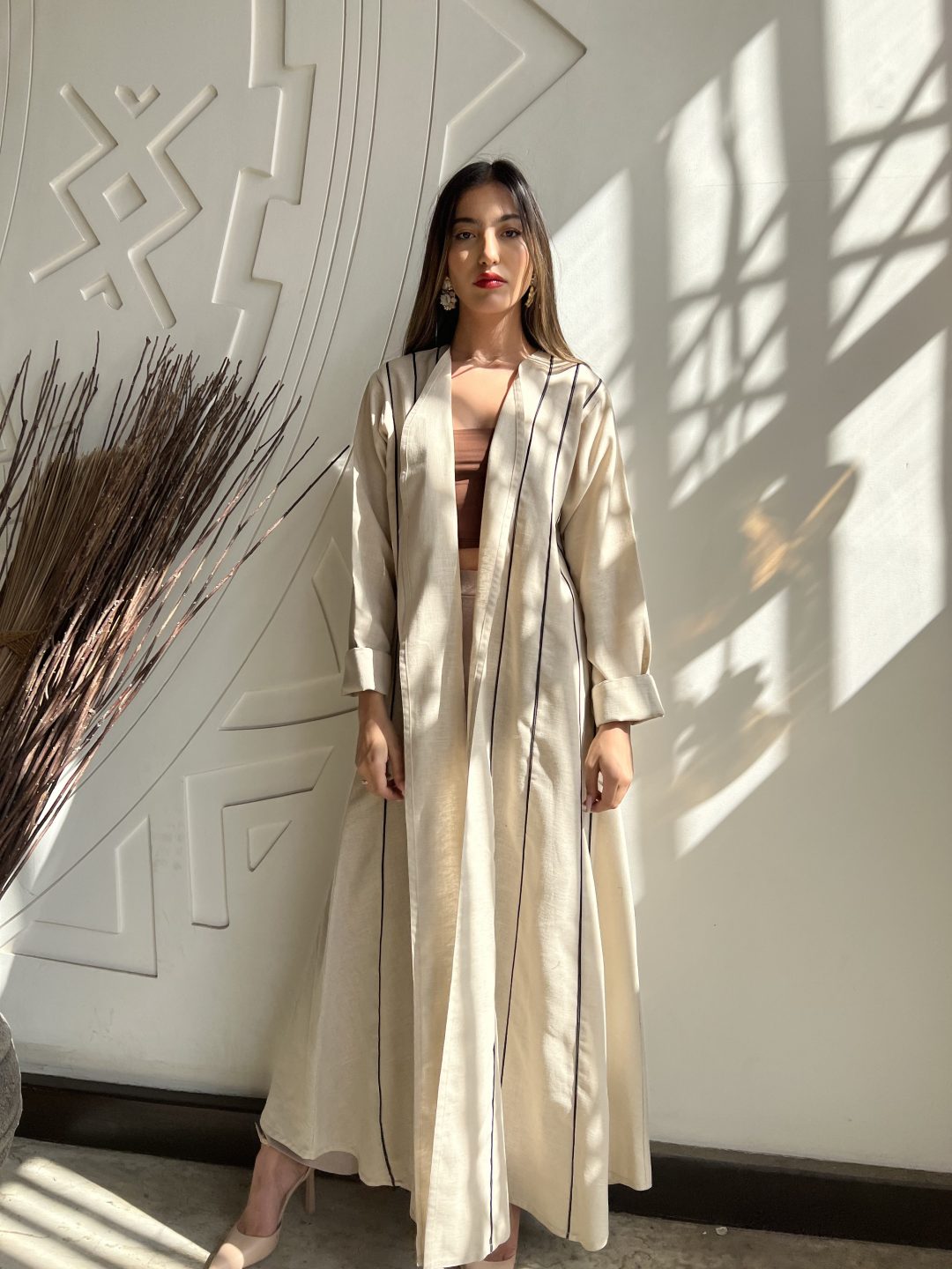 Contrasting Trim Abaya