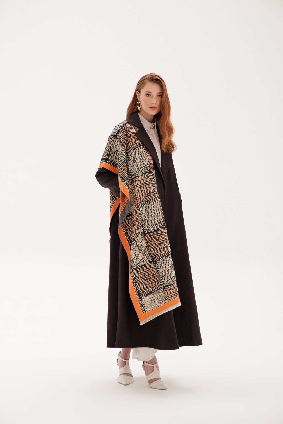 Brown Abaya with One Long Shoulder