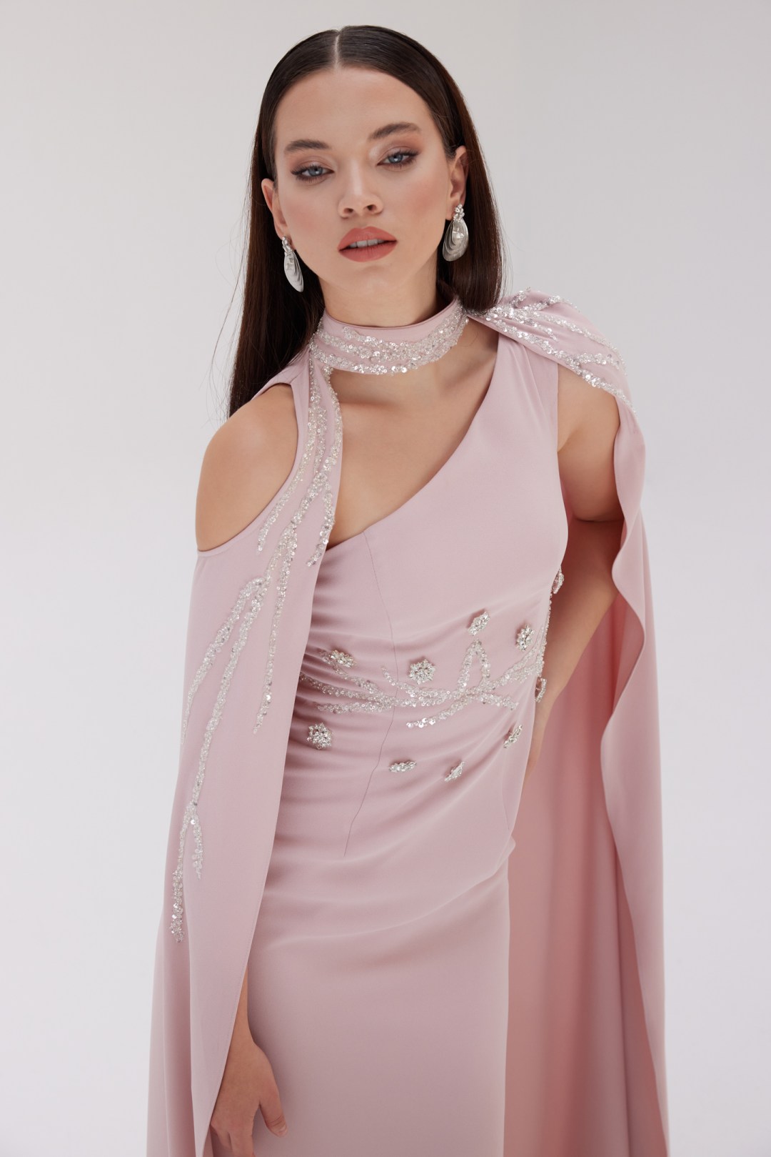 Pink Dreams Turtleneck Cape Dress